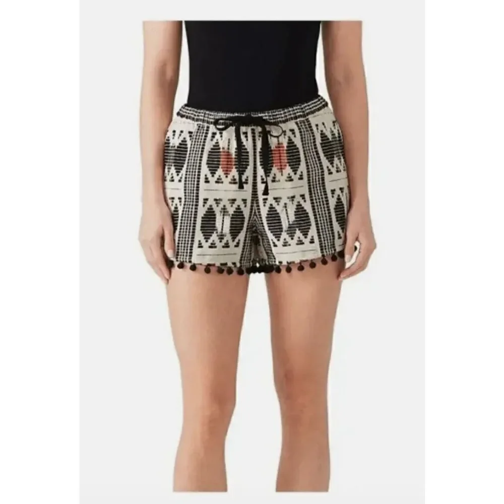 Saylor abstract‎ black print cotton pull on shorts in XS